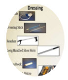 We have leg lifters, long-handled shoehorns, reachers, dressing sticks and button hooks available with no deposit.